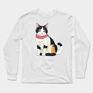 Funny cute kitty kitten fashion scarf hipster cat Long Sleeve T-Shirt